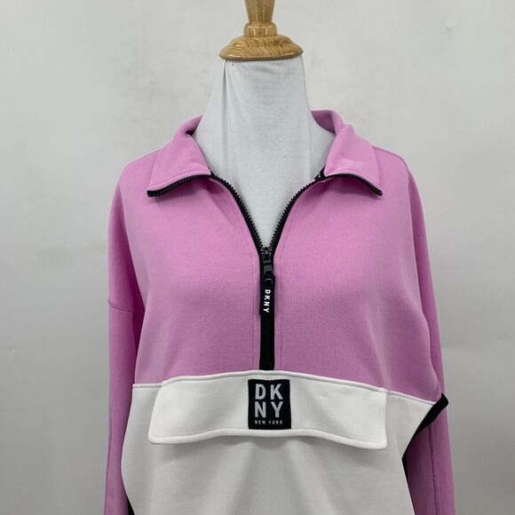 DKNY Sport Sweatshirt Womens M Medium Half Zip Pullover Colorblock Sweater - Picture 4 of 13